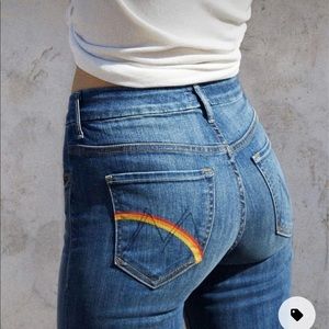 Rare Mother jeans The mid rise dazzler crop fray rainbow pocket size 26